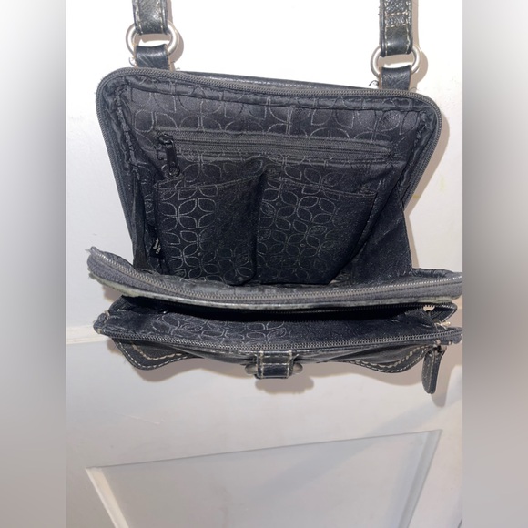 FOSSIL Early Vintage Small Black Leather Shoulder Crossbody Organizer Bag - Picture 9 of 11